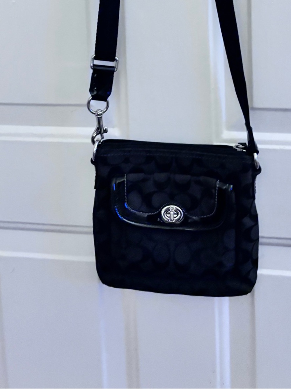 Coach Black Crossbody with Signature Jacquard and Silver Hardware - Picture 3 of 8